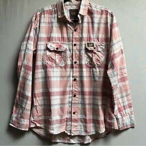CAT Original Pink Plaid Button Down Shirt Women's L
